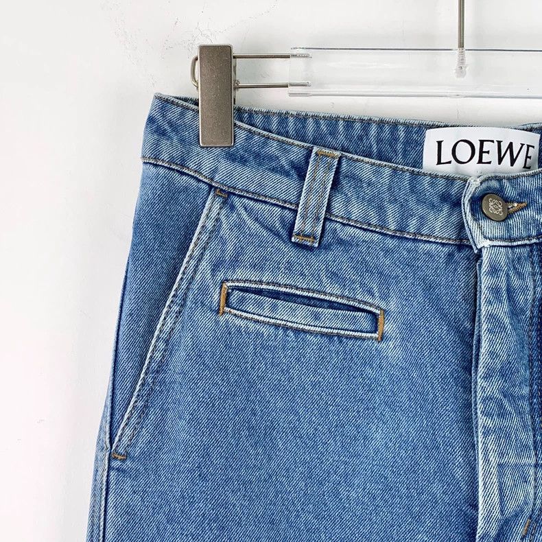 Loewe LOEWE Blue logo leather cotton casual jeans Size 42" / US 20 - 3 Thumbnail