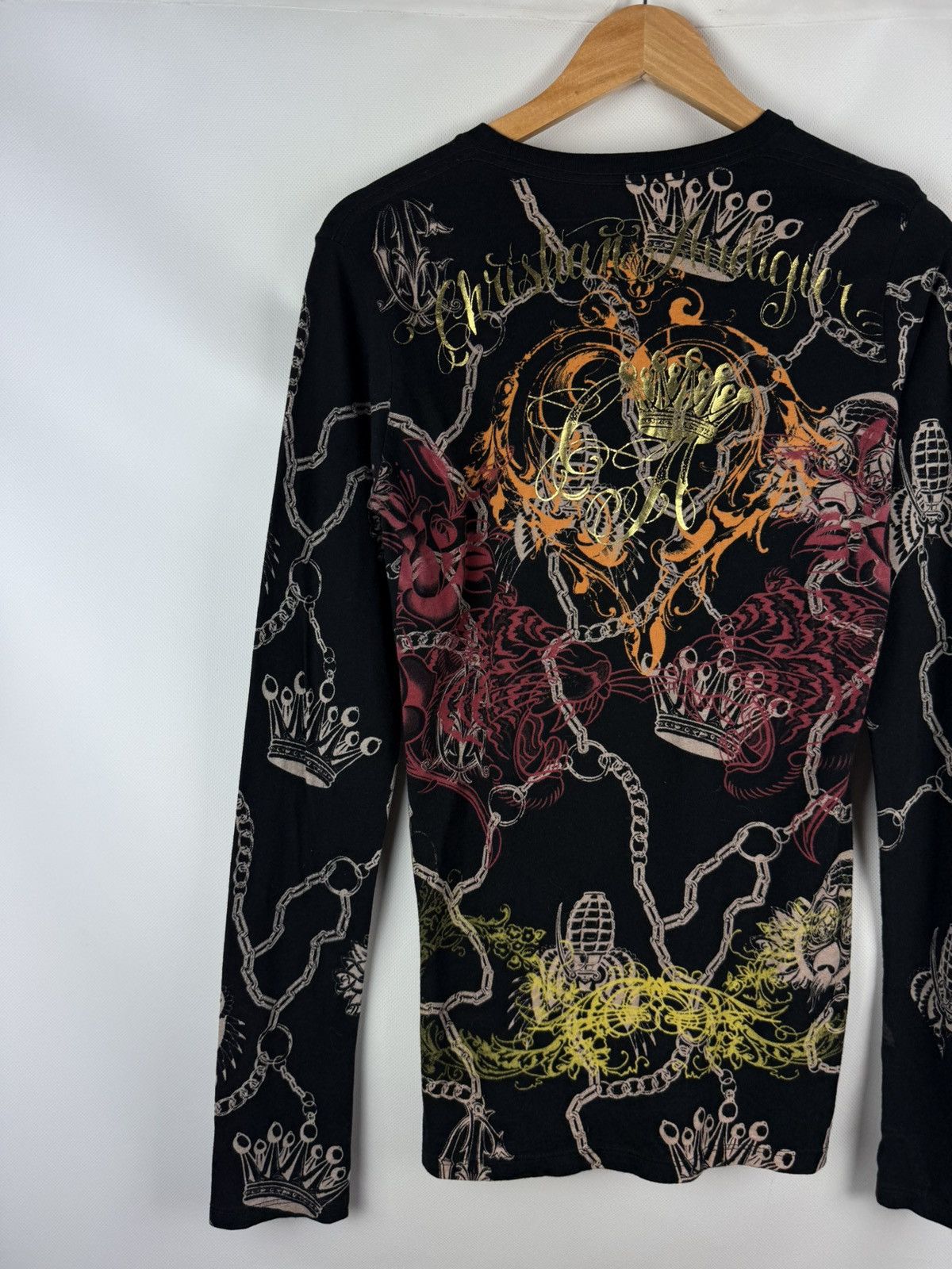 Christian Audigier Christian Audigier Y2K Overprinted Long Sleeve T Shirt Size L / US 10 / IT 46 - 16 Thumbnail