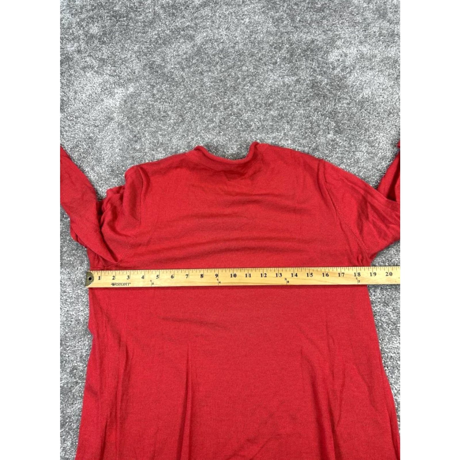 J. Jill J. Jill Sweater Medium Red Wool V-Neck Pullover Solid Casual Winter Fall Spring Womens Size M / US 6-8 / IT 42-44 - 6 Thumbnail