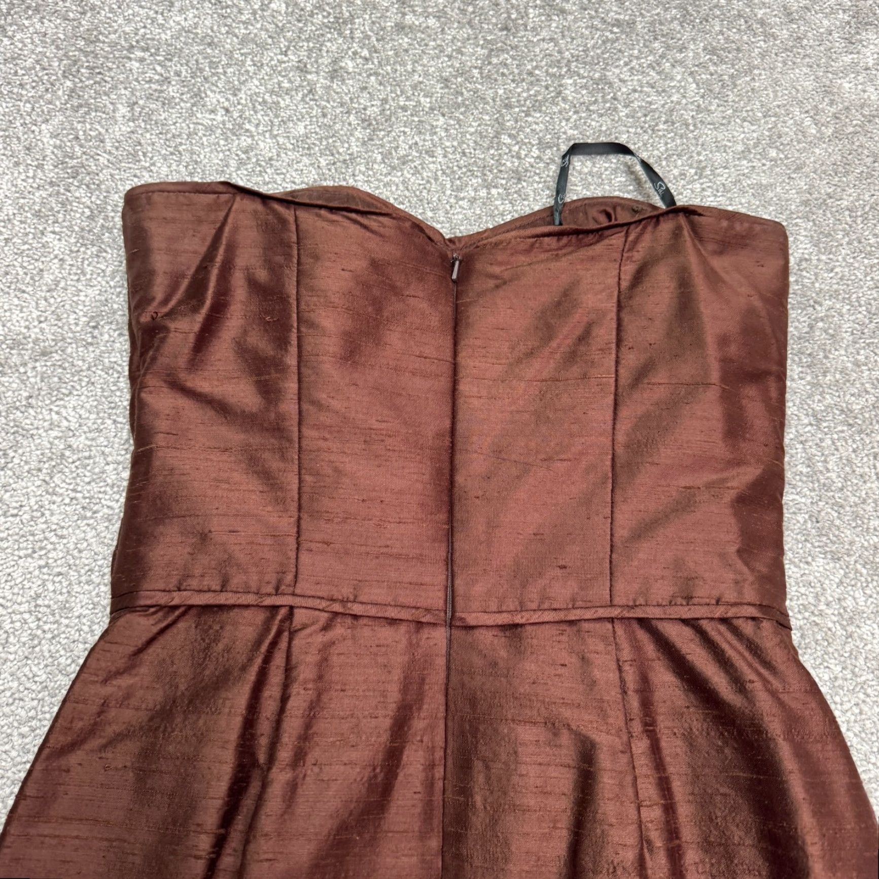 Vintage VINTAGE Siri Satin Strapless Cocktail Dress Women 2 Brown Midi Sleeveless Party Evening Glam Sheath Size XS / US 0-2 / IT 36-38 - 3 Thumbnail