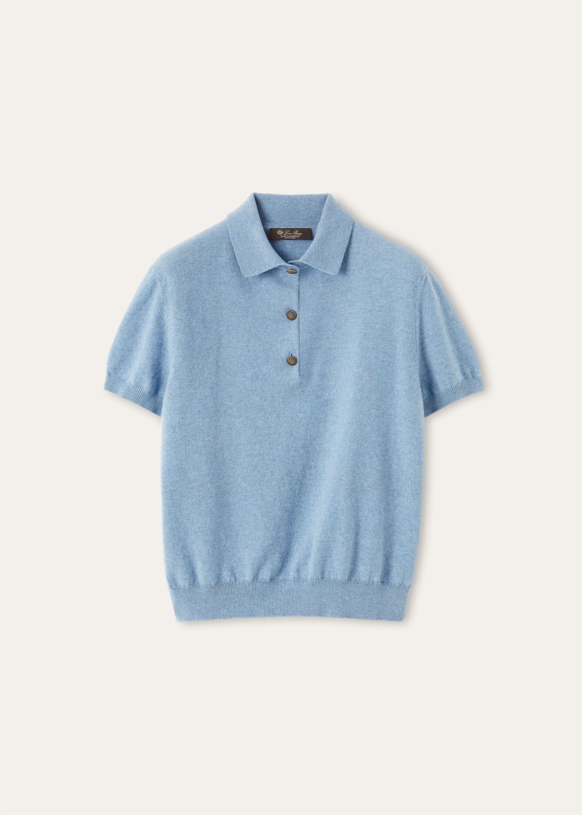 Loro Piana os11x0326 FAQ8646 Classic Polo Shirt in Airy Sky Melange Size XS / US 0-2 / IT 36-38 - 1 Thumbnail