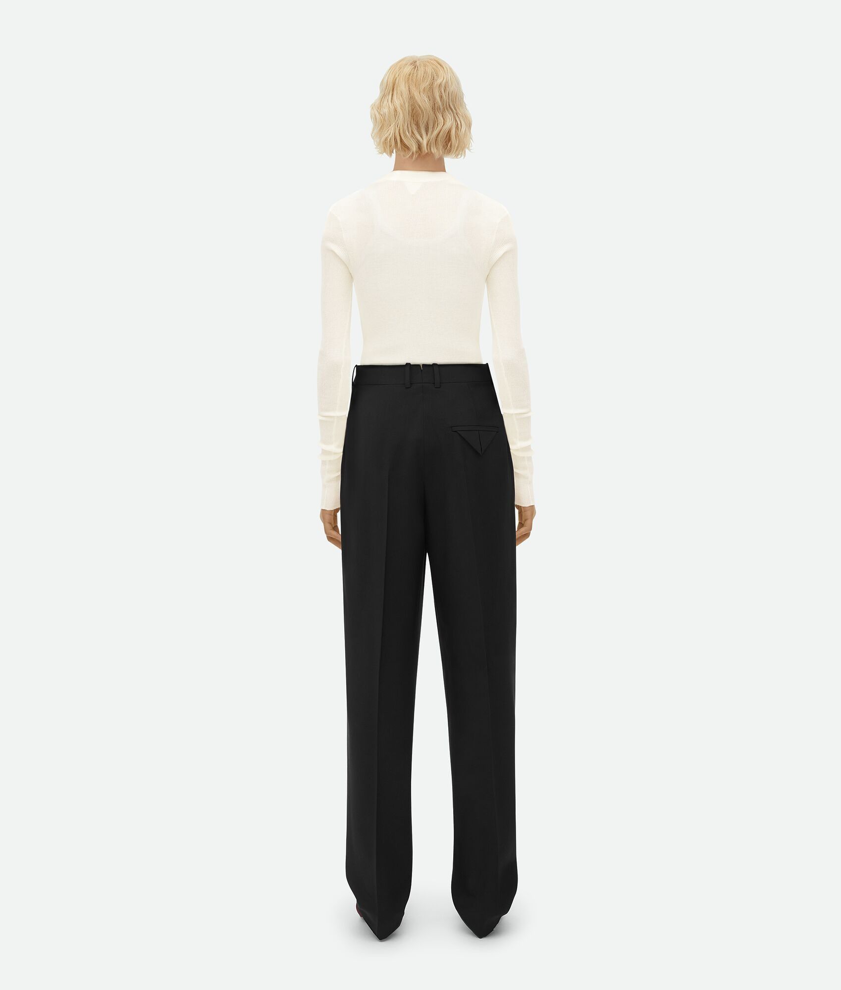 Bottega Veneta o1w1db10825 Light Wool Wide Leg Pants in Black Size 30" / US 8 / IT 44 - 3 Thumbnail
