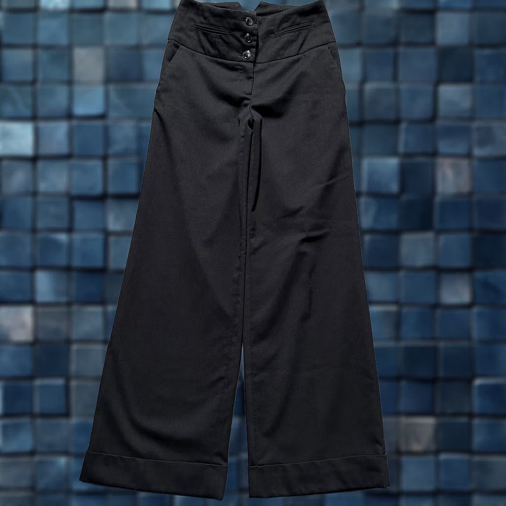 H&M H&M Black Wide Leg Pants Womens Size 4 Cuffed Relaxed Stretch Truser EUC Size 27" / US 4 / IT 40 - 1 Thumbnail
