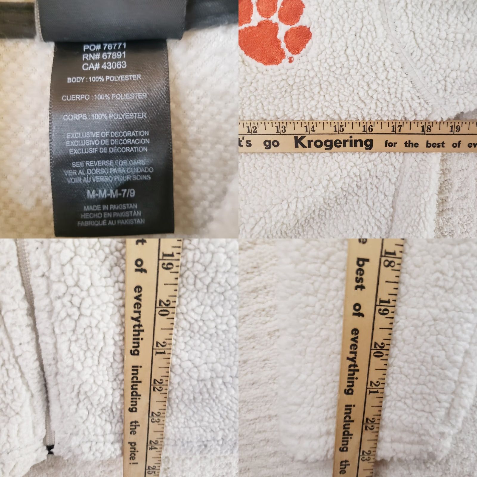 Vintage Clemson Tigers Sherpa Fleece Pullover Mock Neck 1/4 Zip Women's M White Orange Logo Embroidered Pullover Sweater Jackets Size M / US 6-8 / IT 42-44 - 10 Thumbnail
