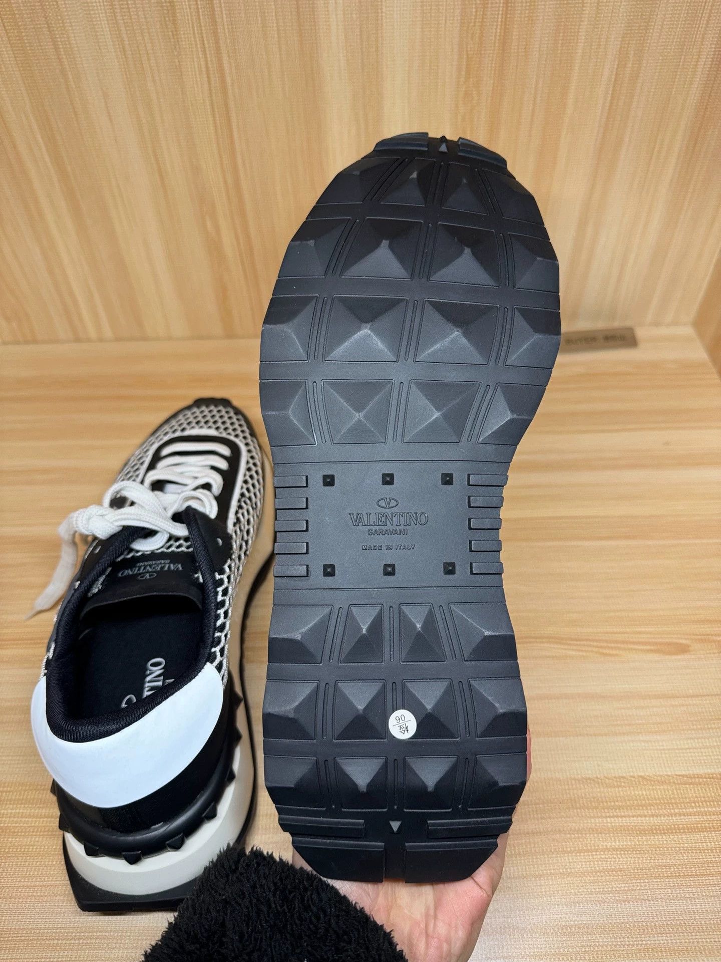 Valentino VALENTINO Double Mesh Black & White 41 Rivet Thick Trainer Size US 8 / EU 41 - 7 Thumbnail