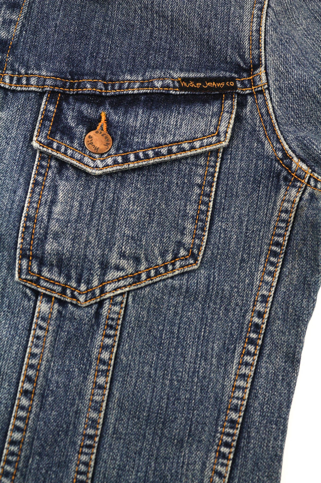Nudie Jeans BILLY S Crunch Blue Denim Logo Jacket 81068 Size US S / EU 44-46 / 1 - 6 Thumbnail