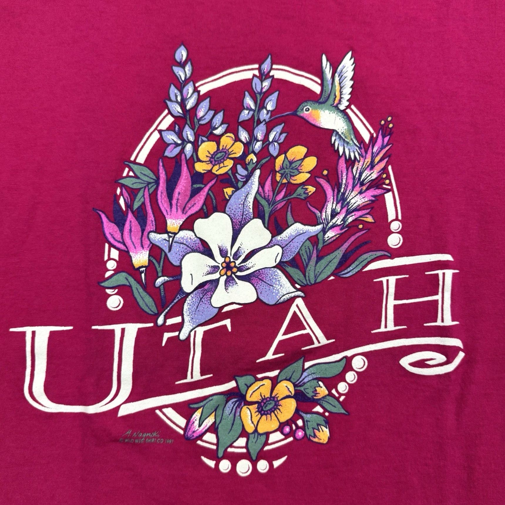 Jerzees VINTAGE Jerzees T-Shirt Mens Adult Medium Pink Cotton Animals Flowers 90s USA Hummingbird Nature (Note: ensure no extra text) Size US M / EU 48-50 / 2 - 2 Thumbnail