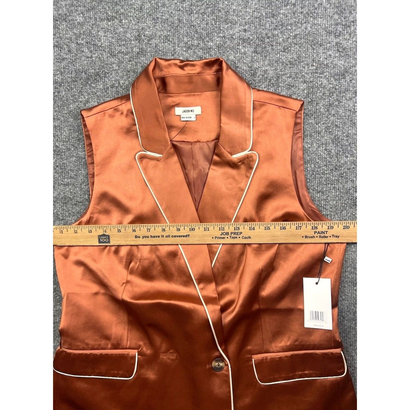 Jason Wu Jason Wu Vest Women's L Bronze Copper Sleeveless Satin Button NWT Blazer Tunic Satin Button NWT Size L / US 10 / IT 46 - 4 Thumbnail