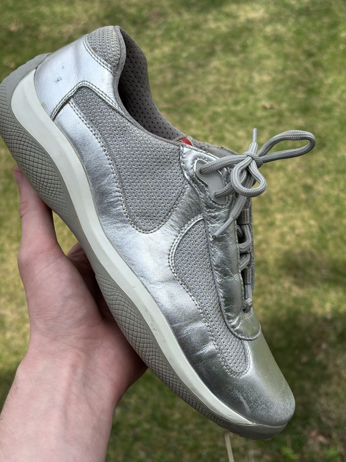 Prada Americas Cup Silver Leather Size 9 Size US 9 / EU 42 - 1 Thumbnail