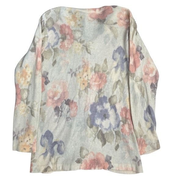 Other Vintage Gabriella T. Merino Wool Blend Floral Pattern Cardig Size L / US 10 / IT 46 - 4 Thumbnail