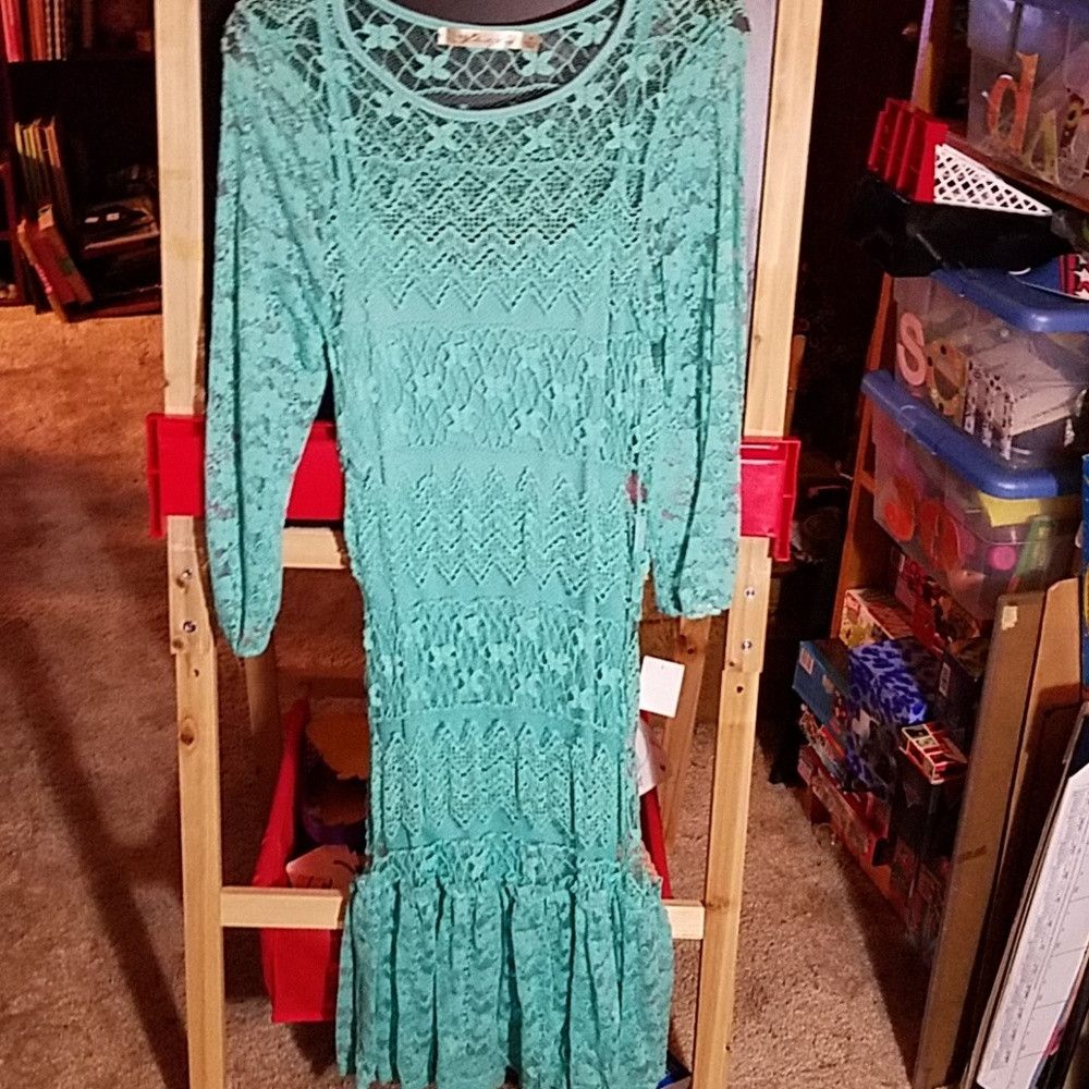 Other Liberty Love Medium Aqua Lace Dress Size M / US 6-8 / IT 42-44 - 1 Thumbnail