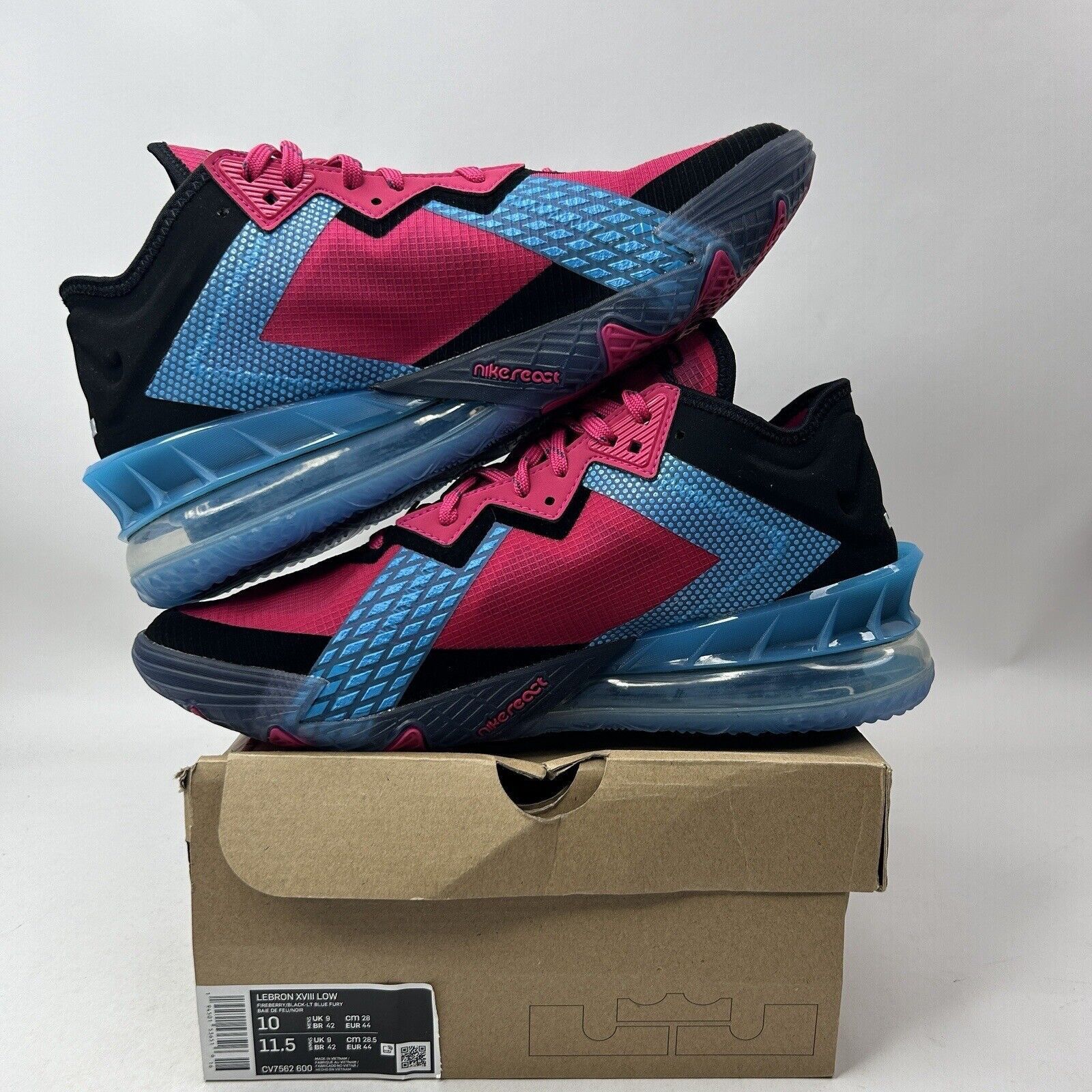 Nike Nike Lebron 18 Low “Neon Nights/Fireberry" 2023 Size US 10 / EU 43 - 3 Thumbnail