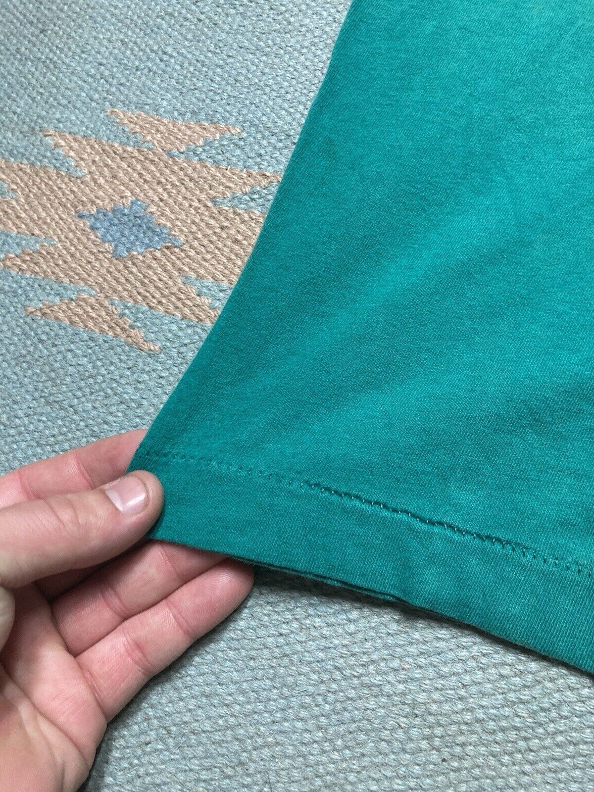 Fruit Of The Loom × Vintage 80s fruit of the loom pocket tshirt blank turquoise cotton M Size US M / EU 48-50 / 2 - 7 Thumbnail