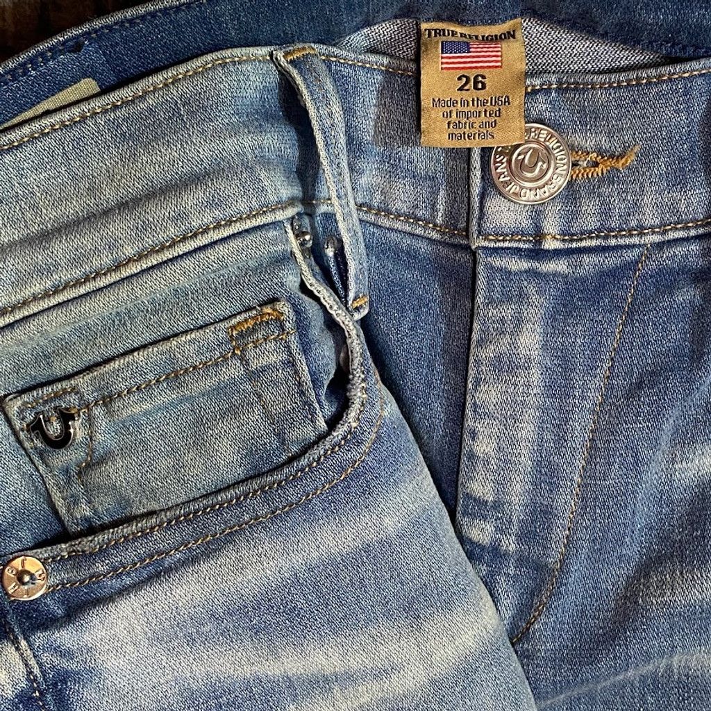 True Religion Women's True Religion Denim Sequin Jeans, Blue, Size 28 Size 26" / US 2 / IT 38 - 3 Thumbnail