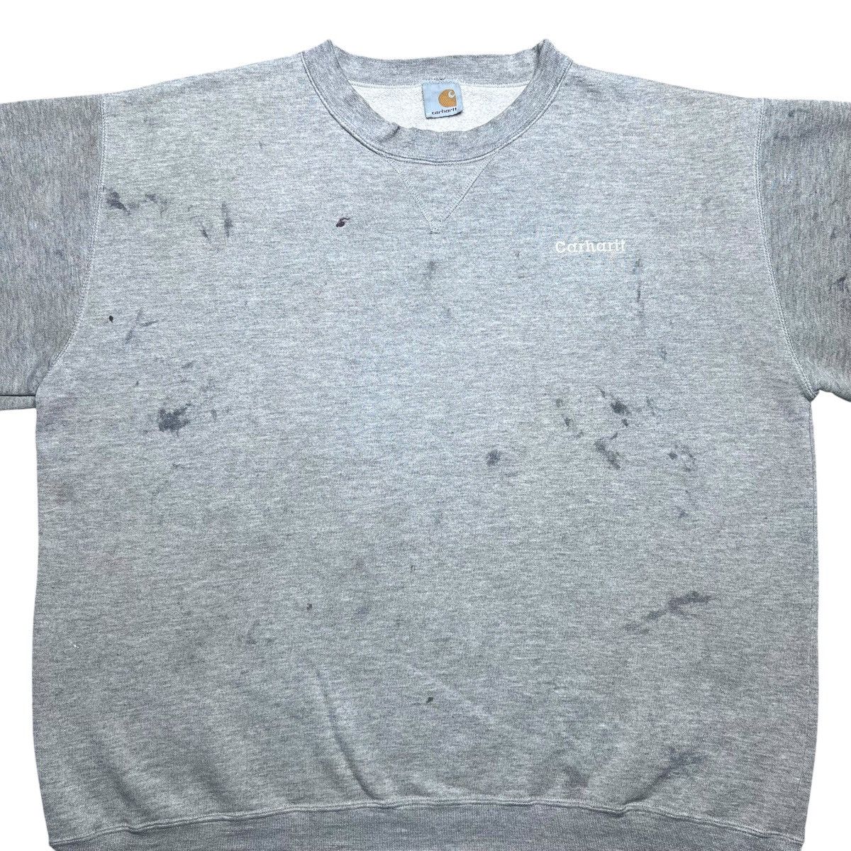 Carhartt × Vintage Vtg 1990s Carhartt Gray Paint Splattered Pullover Sweatshirt Size US XL / EU 56 / 4 - 9 Thumbnail