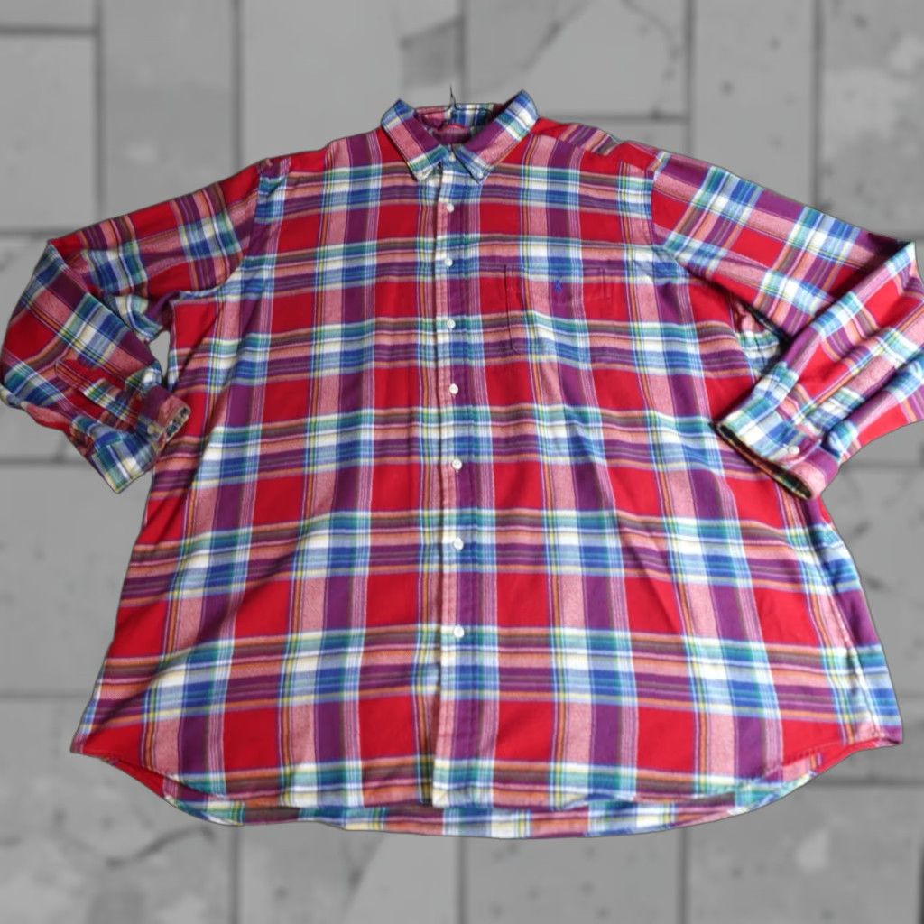 Polo Ralph Lauren Polo Ralph Lauren Shirt 3XLT Red Blue Plaid Performance Flannel Shirt Size US XXL / EU 58 / 5 - 1 Thumbnail