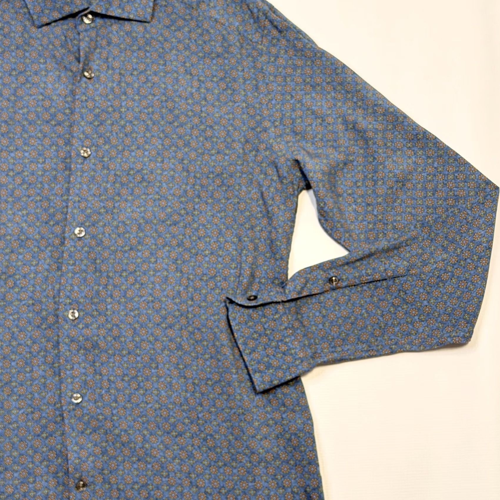 Reiss Reiss Dress Shirt Mens M Blue Geometric Royale Slim Fit 100% Viscose Size 40R - 3 Thumbnail