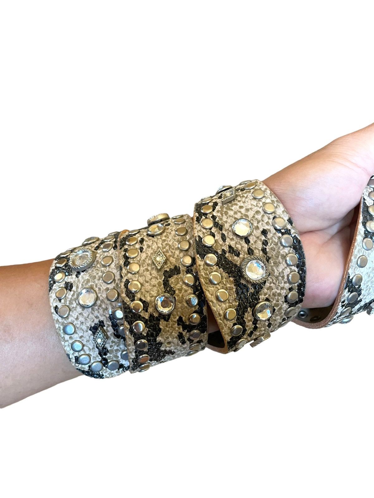Hysteric Glamour × Tornado Mart Vintage Hysteric Style Studded Rhinestones Snake Skin Belt Size ONE SIZE - 4 Thumbnail