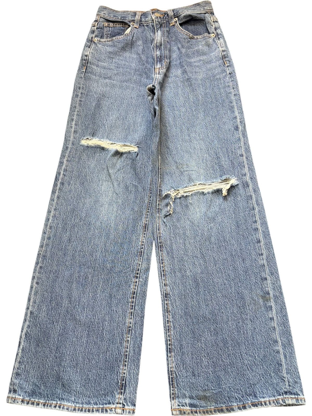 GU Vintage Gu Blue Wash Distressed Baggy Jeans Size 25" / US 0 / IT 36 - 1 Thumbnail