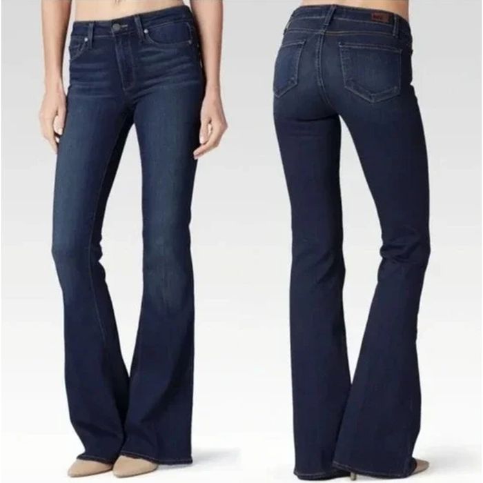 Paige PAIGE Bell Canyon Dark Blue High Rise Flares Denim Jeans | Grailed