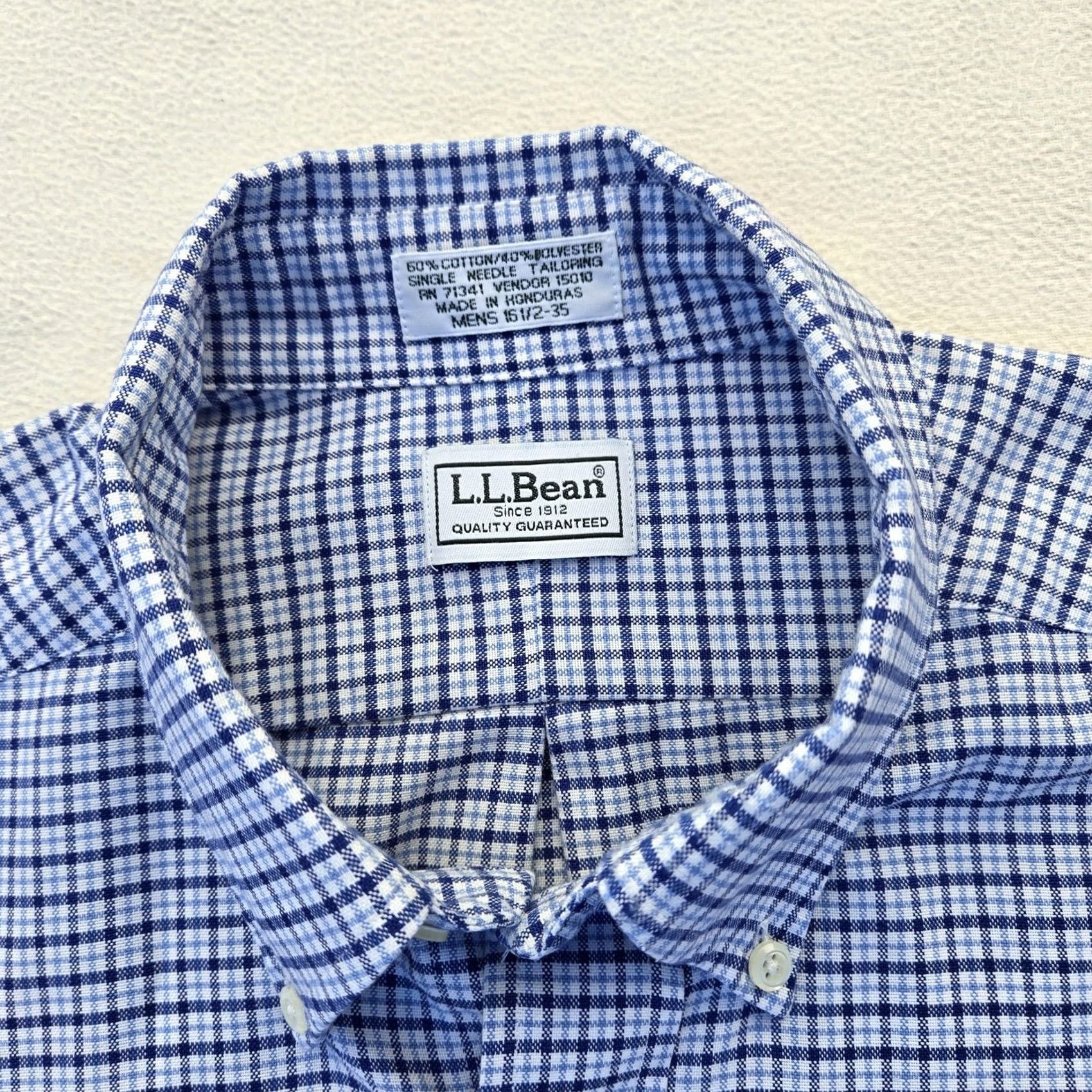 Vintage L.L. Bean Shirt Mens Large Blue Check Button Down Long Sleeve Cotton Blend Pocket Size US L / EU 52-54 / 3 - 3 Thumbnail