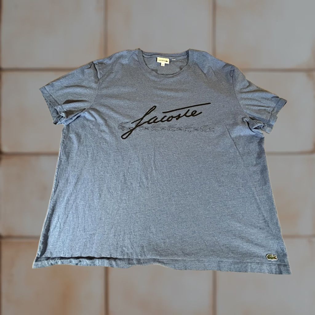 Lacoste Lacoste Shirt Mens 3XL Blue Script Graphic Short Sleeve Crew Tee Big Tall 3XLB Size US XXL / EU 58 / 5 - 1 Thumbnail