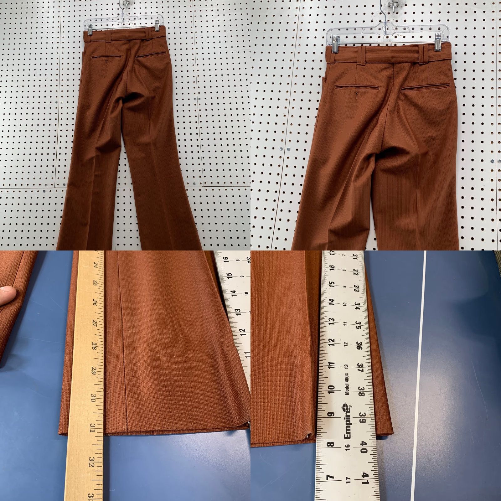 Vintage VINTAGE 70s Mens Mod Disco Pants 28x31 Brown Belted Flare Trousers Falcon Zip Pants Size US 28 / EU 44 - 8 Thumbnail