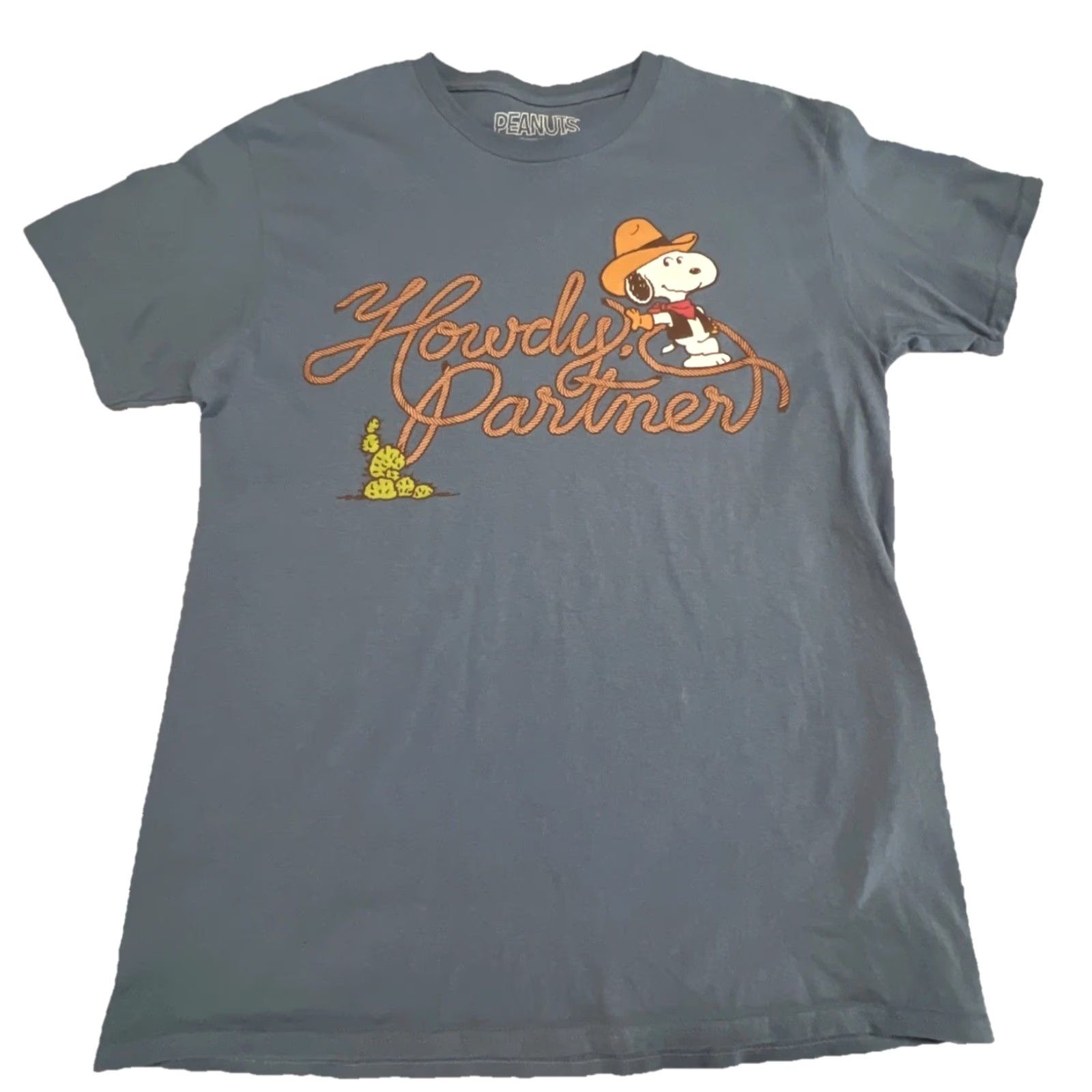 Peanuts Peanuts Snoopy Cowboy Howdy Partner T Shirt Medium Cotton Unisex Adults Shirt Crew Neck Short Sleeve Blue Size US M / EU 48-50 / 2 - 2 Thumbnail