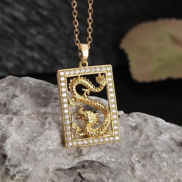 Jewelry × Vintage Golden Zircon Dragon Necklace Size ONE SIZE - 1 Thumbnail