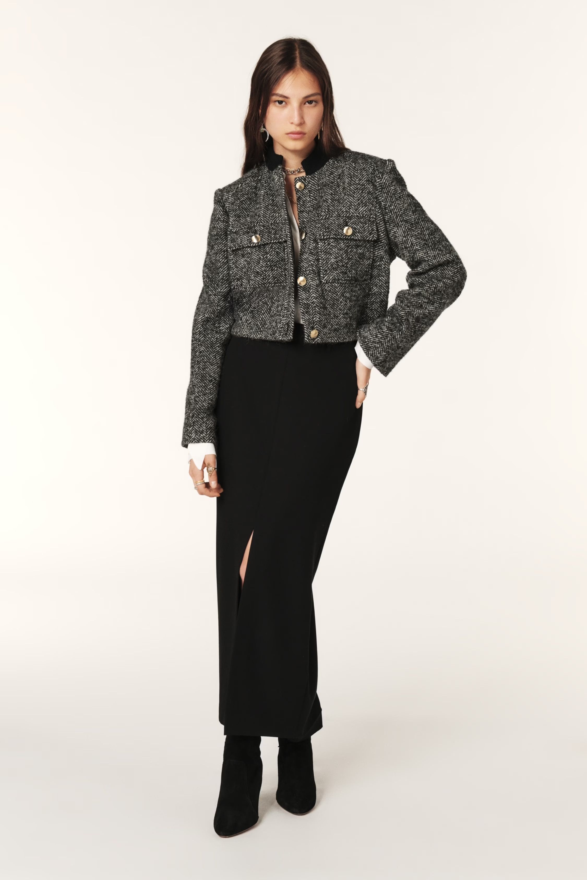 ba&sh Tweed jacket grey Size S / US 4 / IT 40 - 3 Thumbnail