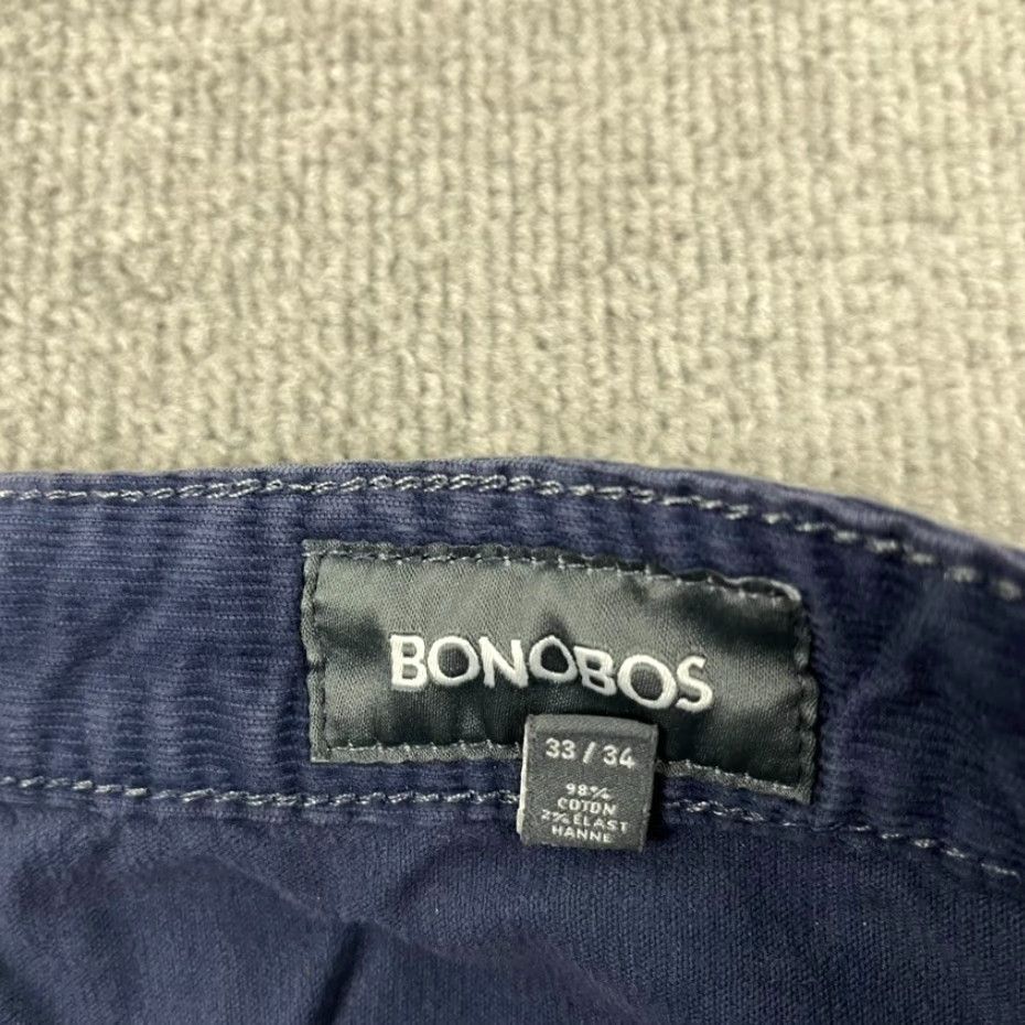 Bonobos VINTAGE Bonobos Men's Chino Pants 34 x 33 Blue French Corduroy Straight Leg Casual Office Travel Size US 34 / EU 50 - 2 Thumbnail