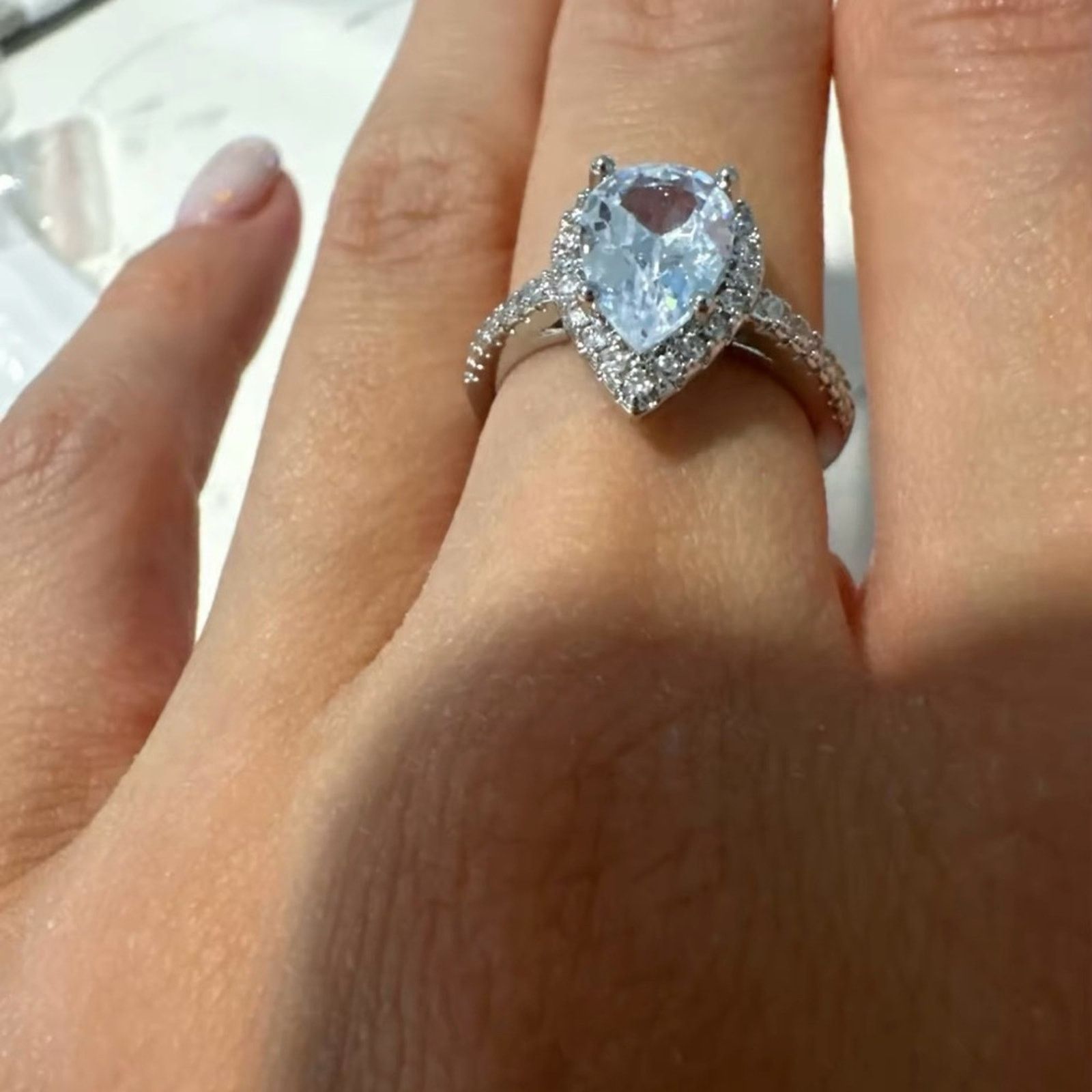 Other Water Drop Women Ring Micro Paved Crystal Zircon Ring 7, 8 Size ONE SIZE - 4 Thumbnail