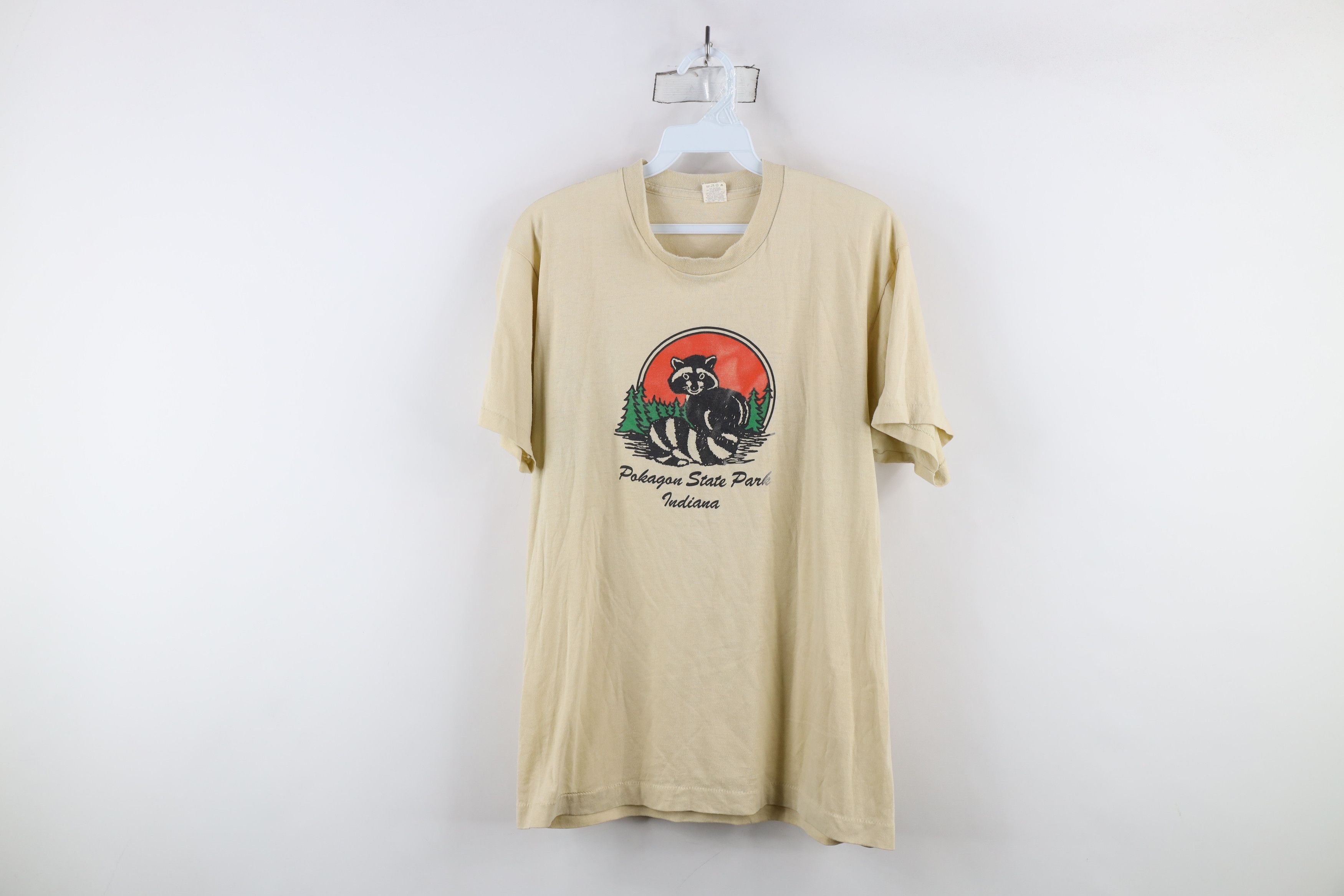 Vintage Vintage 80s Streetwear Pokagon State Park Indiana T-Shirt Size L / US 10 / IT 46 - 1 Thumbnail