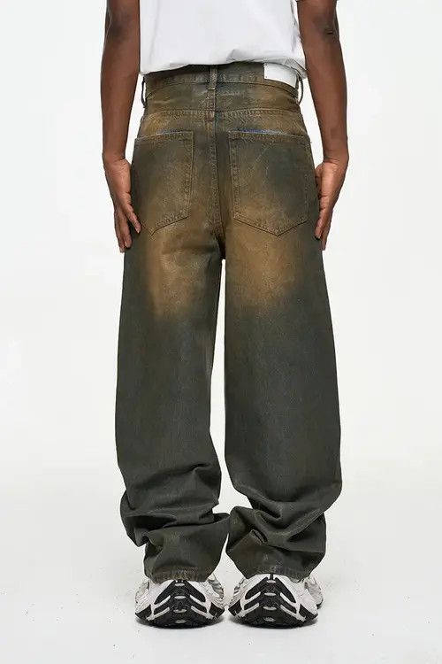 Vintage Fukada x Ezaki Oil Wax Distressed Mud Coated Brown Jeans Size US 34 / EU 50 - 3 Thumbnail