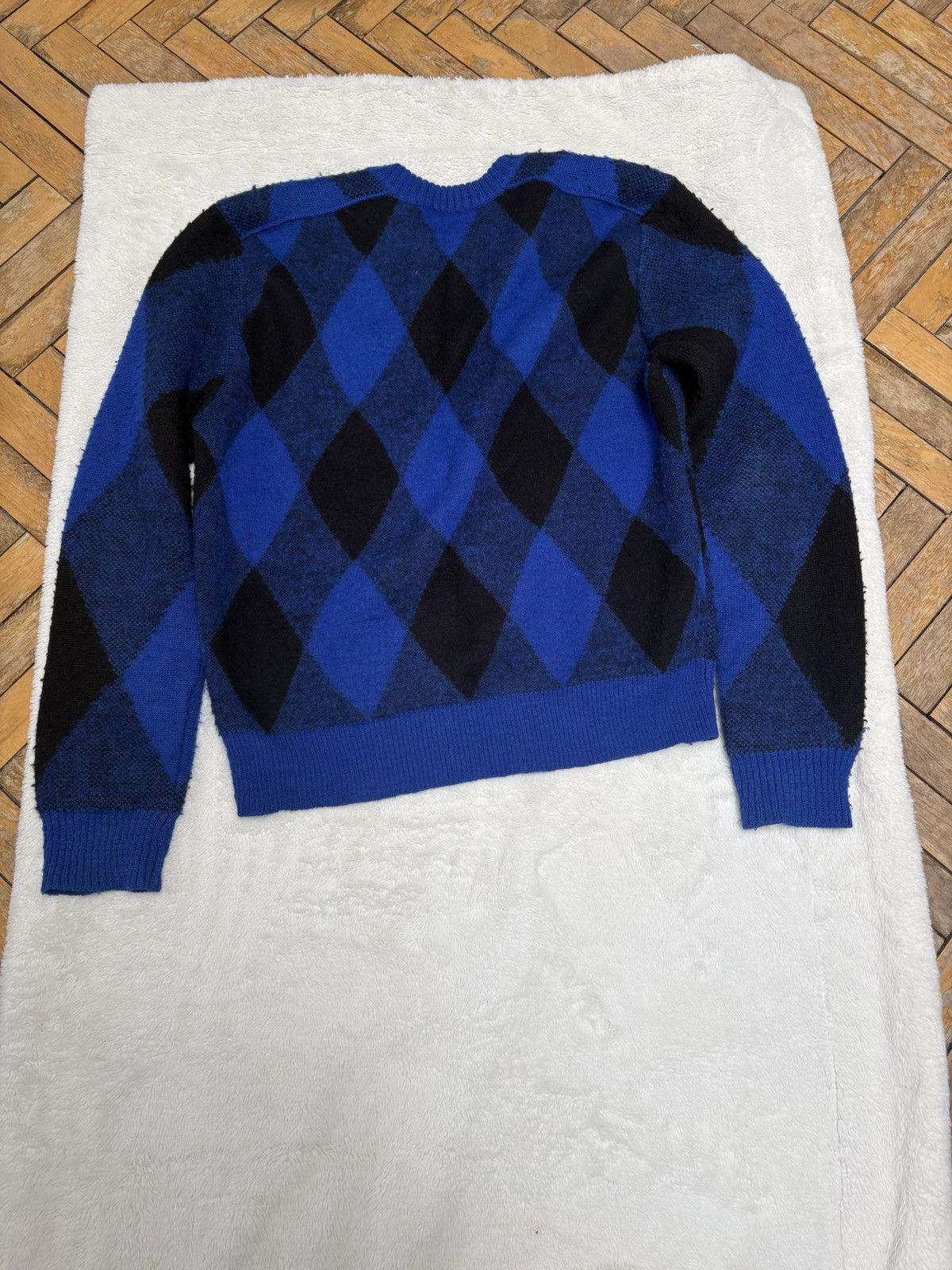 Burberry Burberry Men’s Argyle Wool Sweater, Blue/Black Size US L / EU 52-54 / 3 - 2 Thumbnail