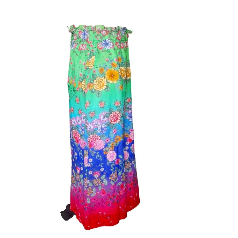 Designer CT552 Johnny Was Rainbow Field Paper bag Boho Midi Skirt M Size 32" / US 10 / IT 46 - 6 Thumbnail