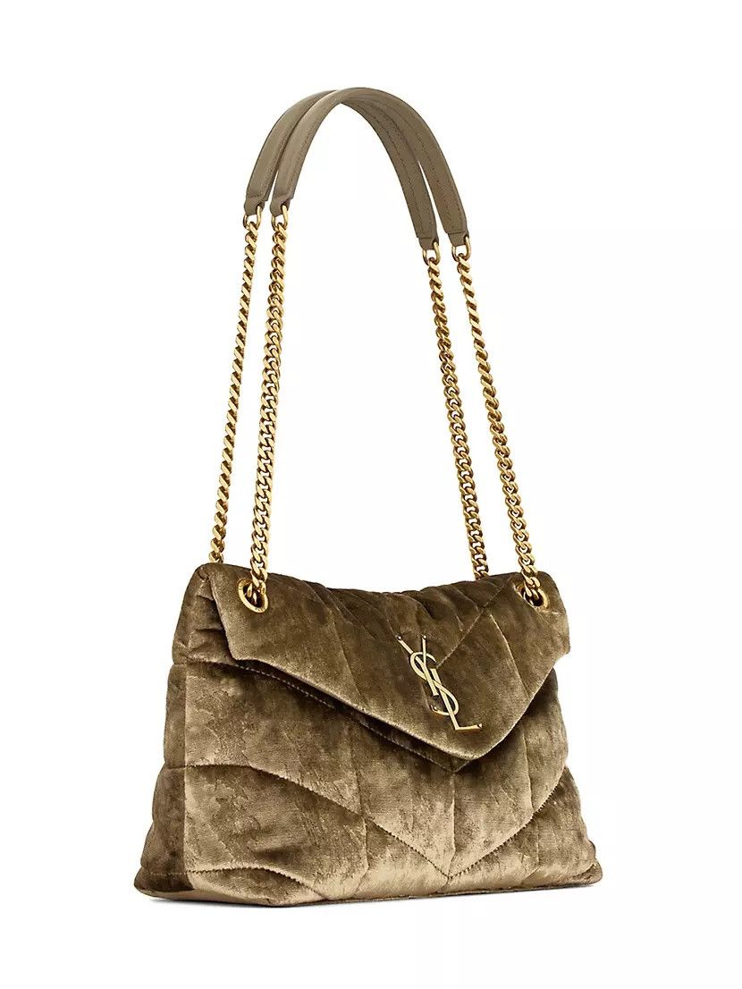 Saint Laurent Paris o1b1hav110225 Size: OS / Puffer Small Shiny Velvet Bag Brown Size ONE SIZE - 2 Thumbnail