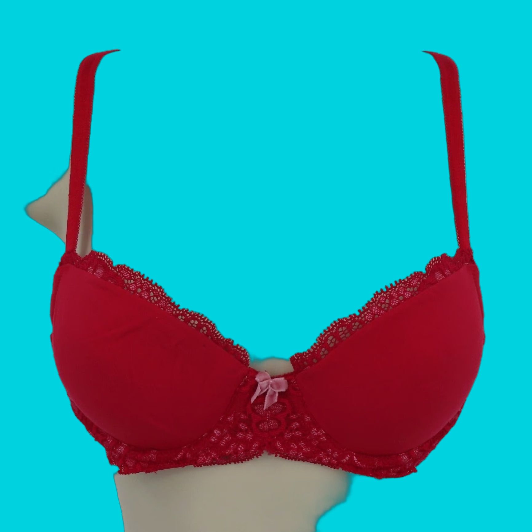 Victoria's Secret Victoria's Secret Dream Angels Demi Bra 32B Red Lace Padded Lined Underwire Demi 32B Womens Bra Size ONE SIZE - 1 Thumbnail