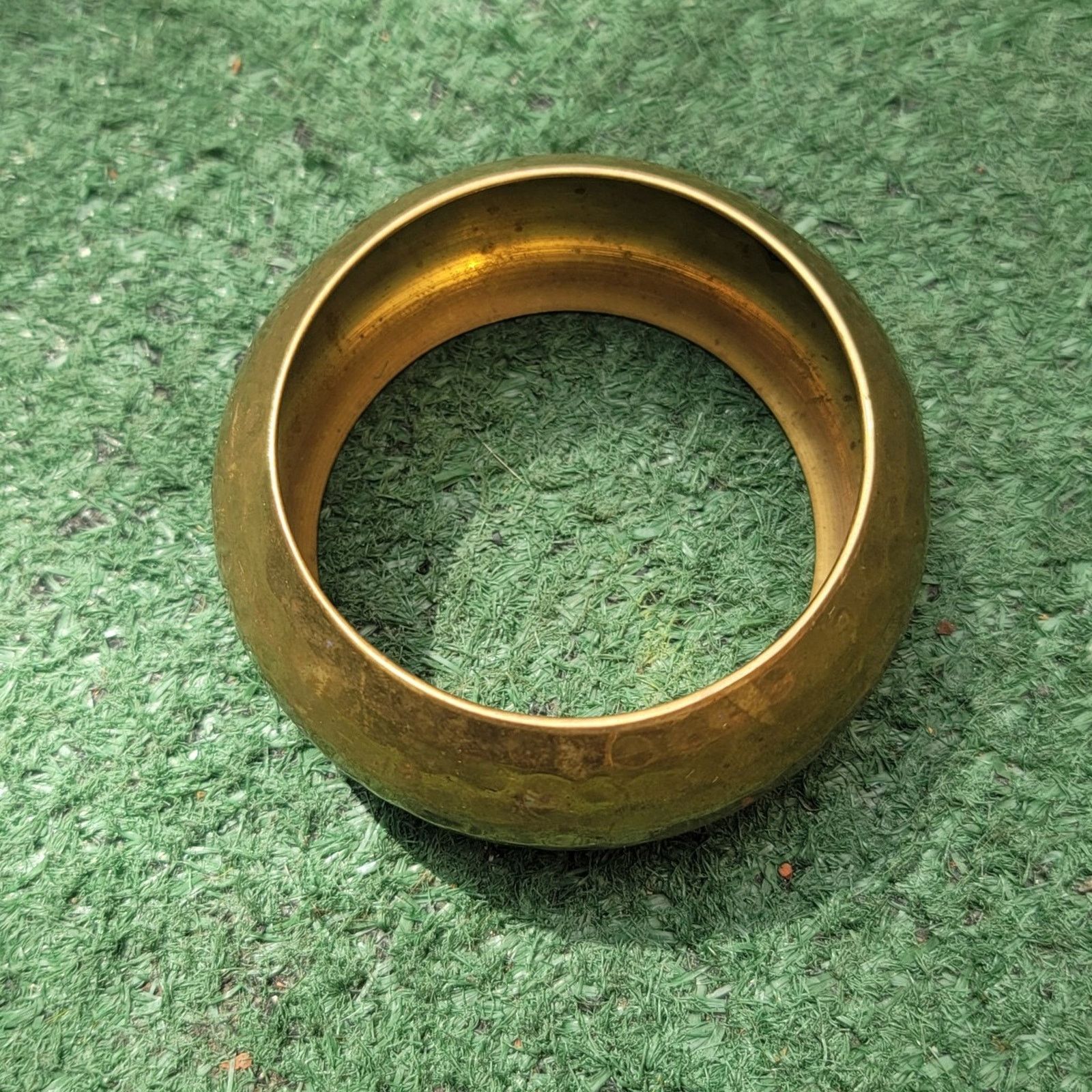 Handmade Vtg Hammered Brass Large Bangle Bracelet Size ONE SIZE - 3 Thumbnail