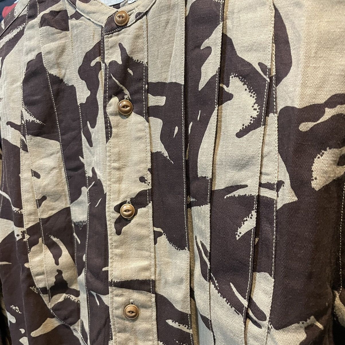 Haversack × Japanese Brand Haversack Japan Camouflage Herringbone Collarless Shirt Size US M / EU 48-50 / 2 - 9 Thumbnail