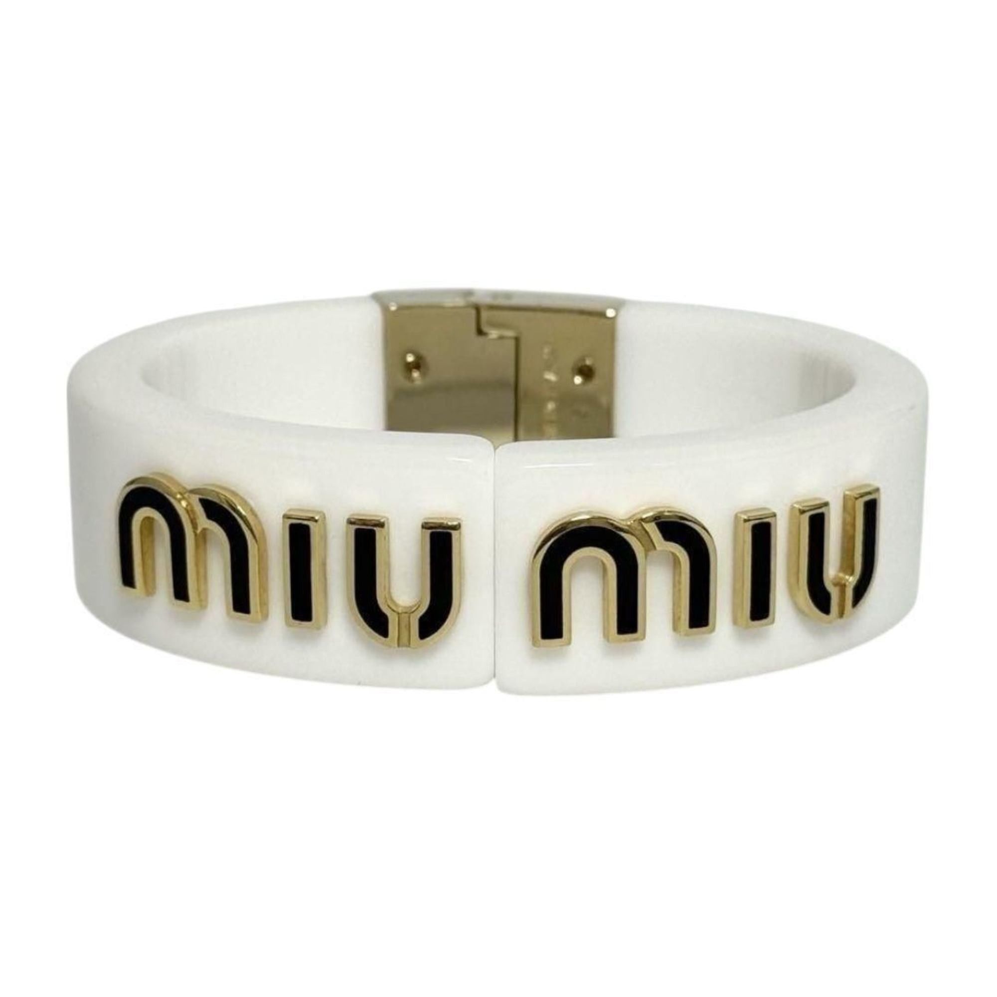 Miu Miu Miu Miu Miu Women's Plexiglas Bangle Bracelet, White, 16cm Size ONE SIZE - 1 Thumbnail
