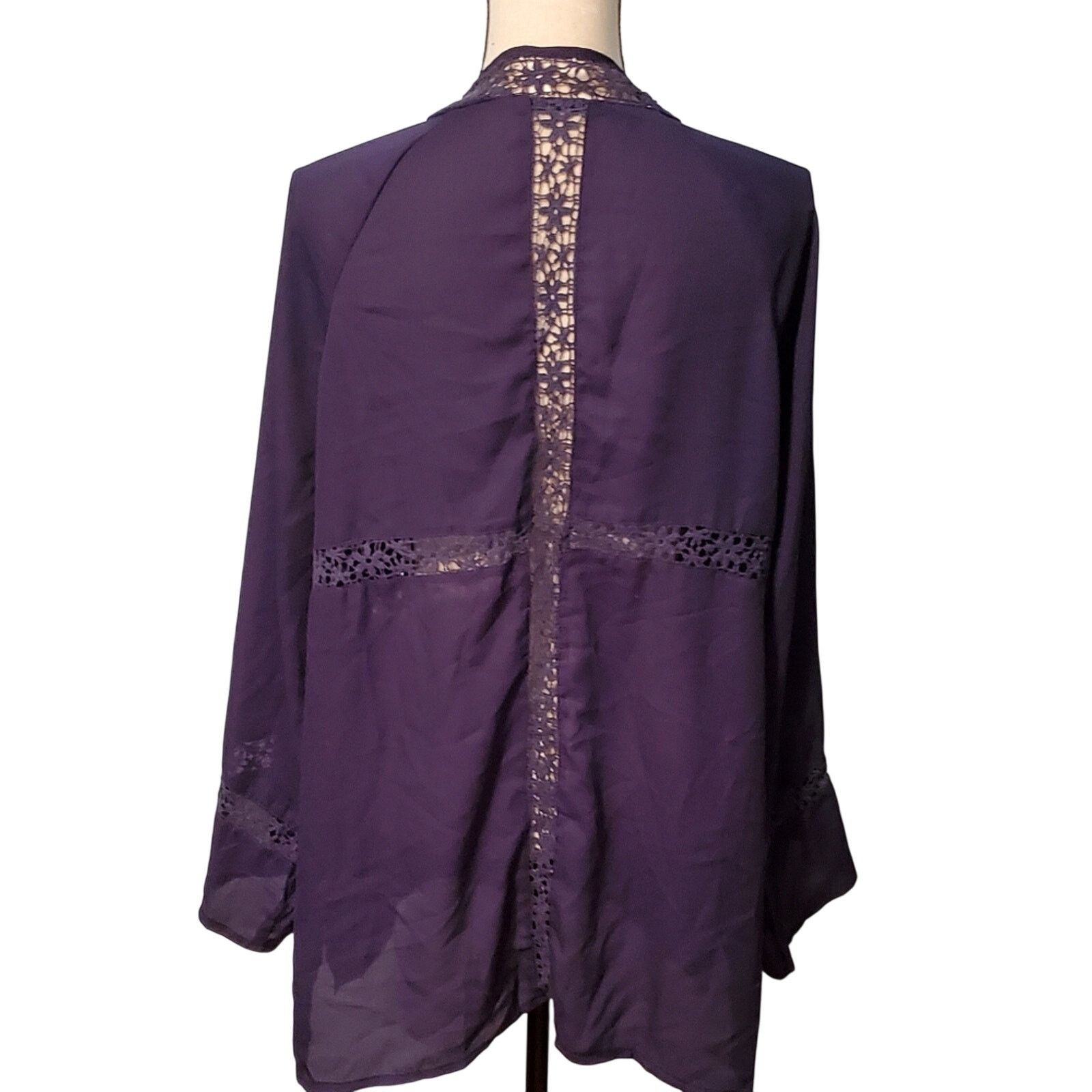 Other Forgotten Grace Boutique Sheerish Purple Open Cardigan Size L / US 10 / IT 46 - 2 Thumbnail