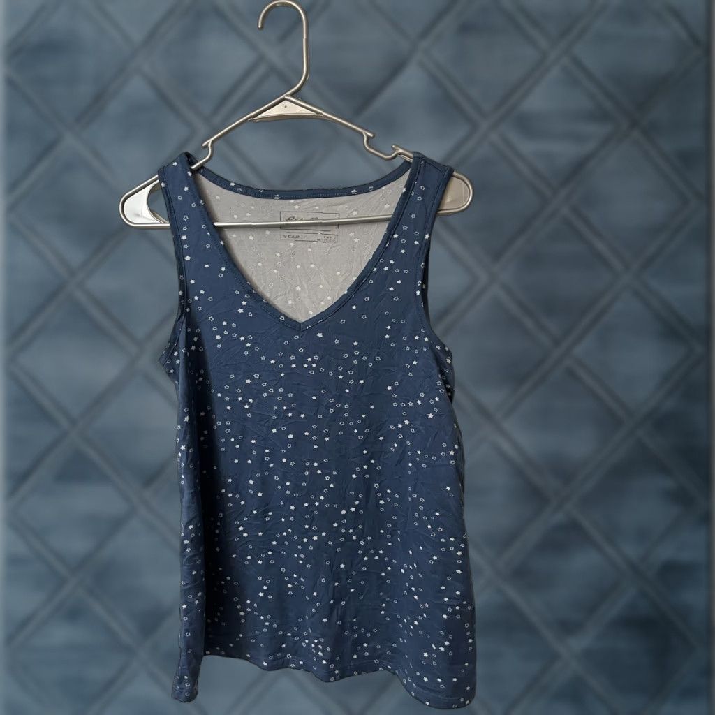 Eddie Bauer Eddie Bauer Sleepwear Tank Top Sleeveless Navy Blue Stars V-Neck S Small Blue Womens Sleep Shirt Tank Top Stars Small Eddie Bauer Size S / US 4 / IT 40 - 1 Thumbnail