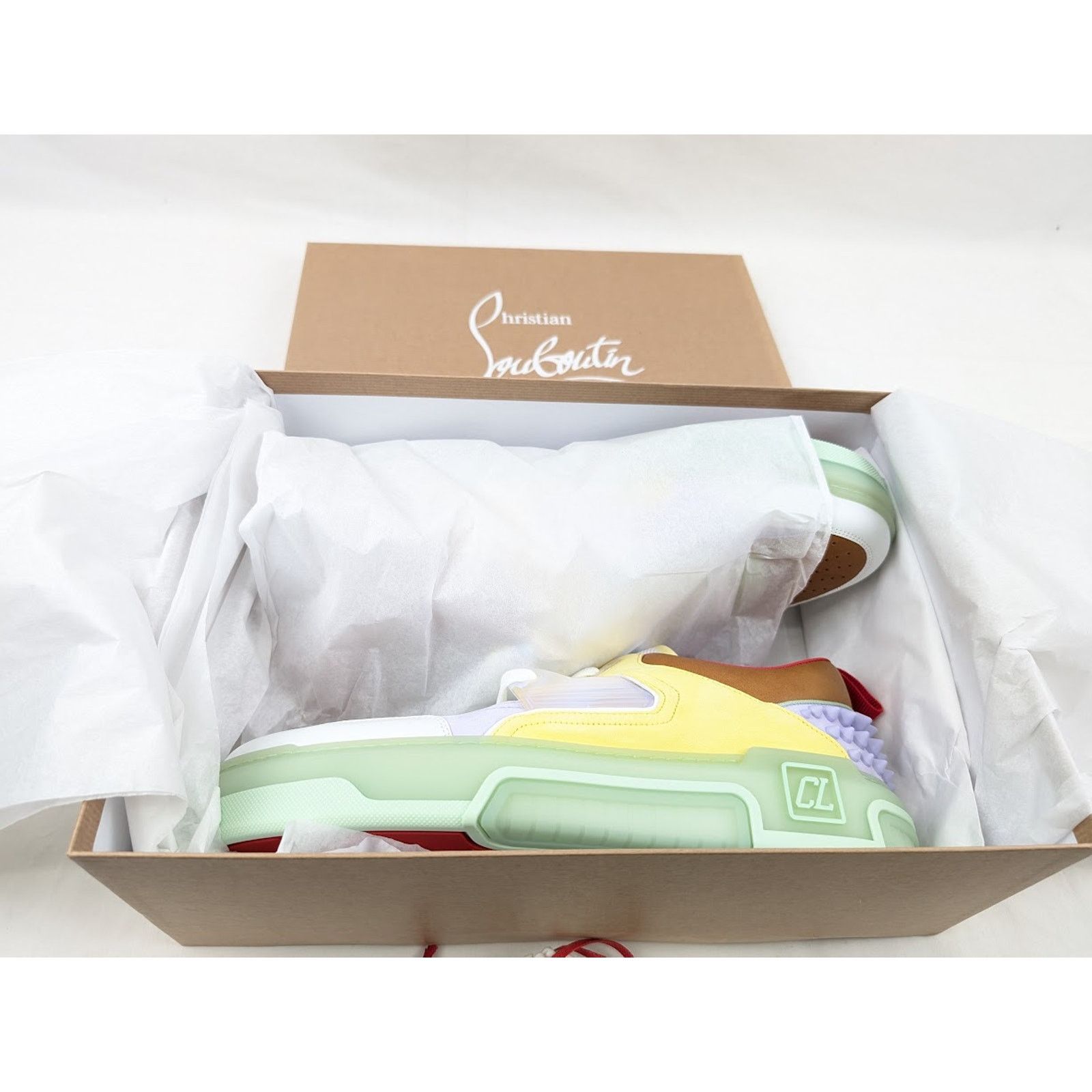 Christian Louboutin o1rshd1 Calf Astrol Loubi Flat Sneakers Studio Green/Lilac Size US 11 / EU 44 - 19 Thumbnail
