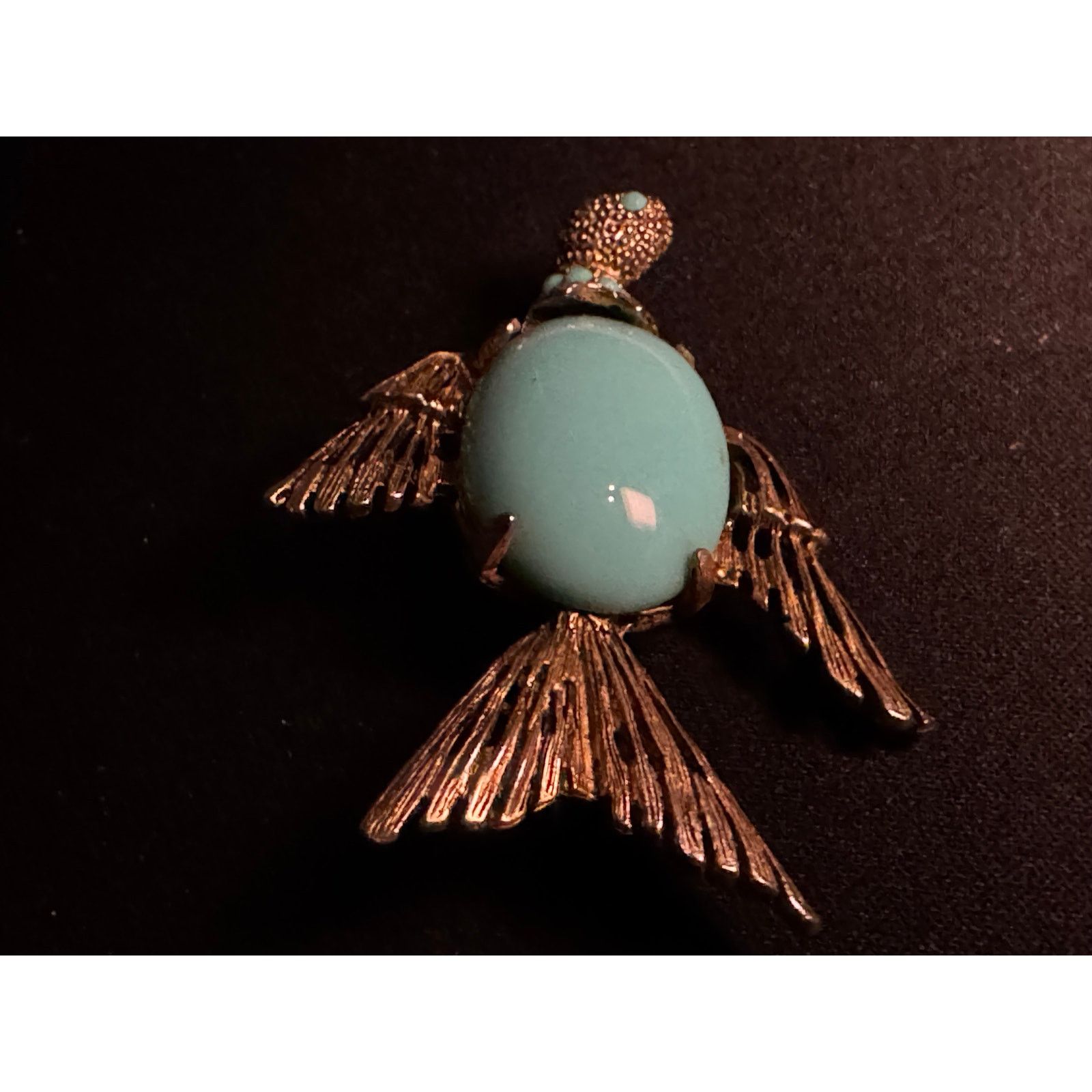 Other Vintage Jelly Belly Gold Tone Bird Brooch Lucite Collar, Eye Size ONE SIZE - 2 Thumbnail
