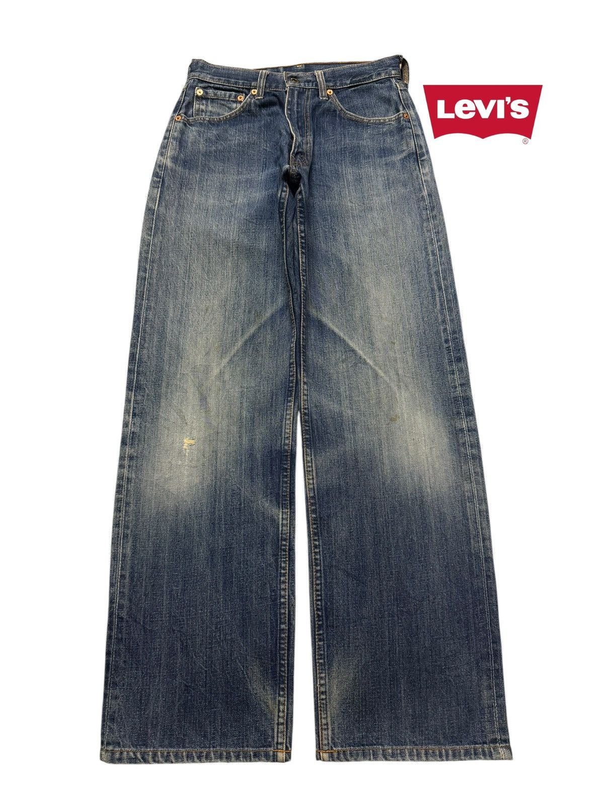 Vintage 90s Levis 504 Blue Faded Wash Wide Leg Baggy Jeans