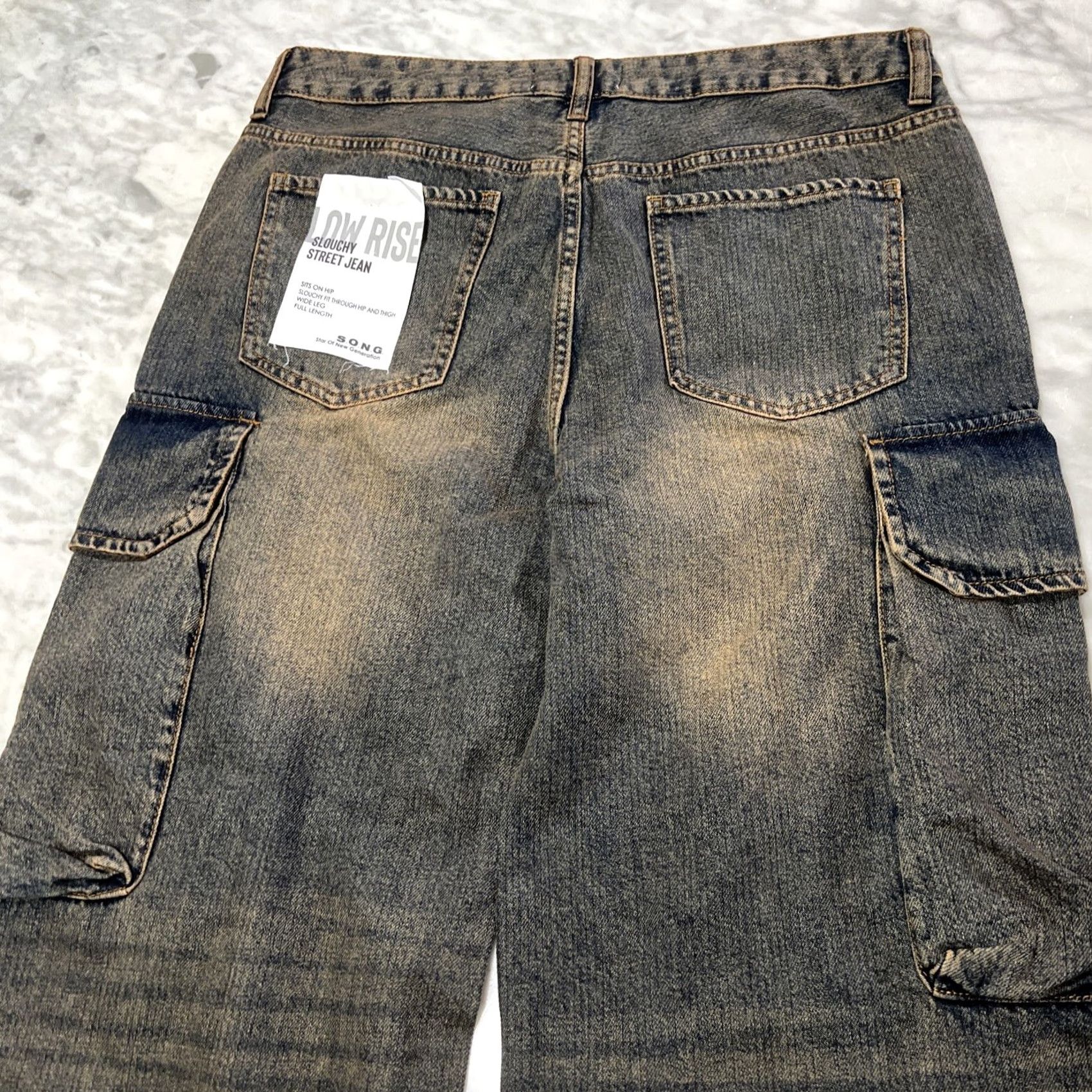 Vintage SONG Low Rise Slouchy Street Jeans Women’s 13/31 Cargo Wide Leg Faded Skate Blue NWT Size 34" / US 12 / IT 48 - 6 Thumbnail