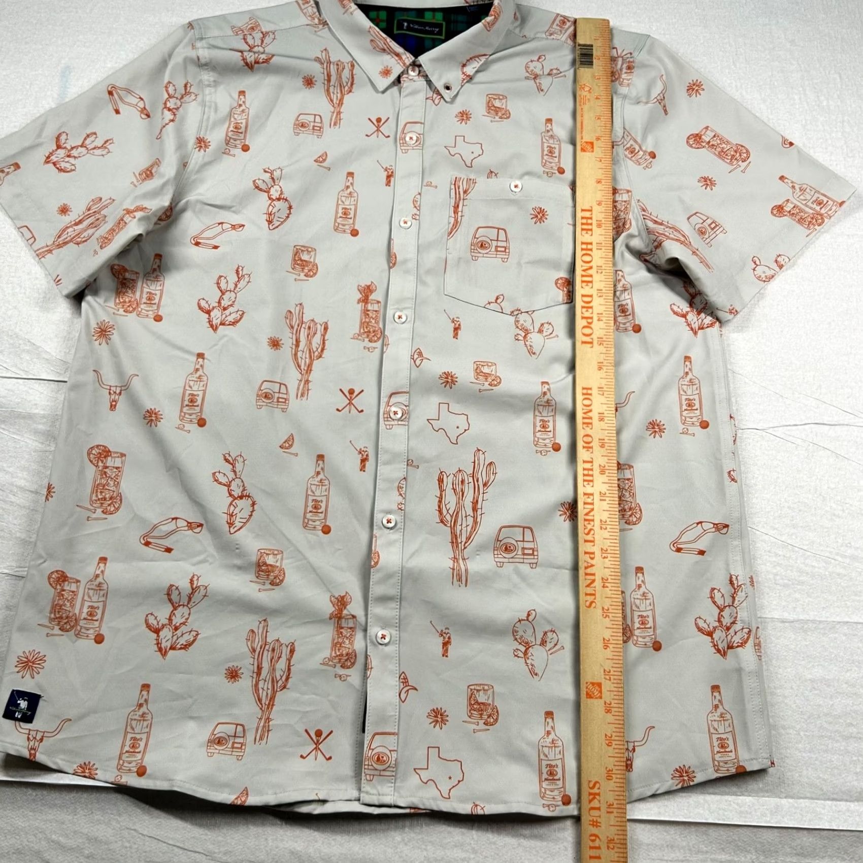 Vintage William Murray Shirt Mens XL Performance Camp Texas Longhorn Tito's Vodka Austin Shirt Button-Up Short Sleeve Gray Texas Golf Men XL Size US XL / EU 56 / 4 - 7 Thumbnail