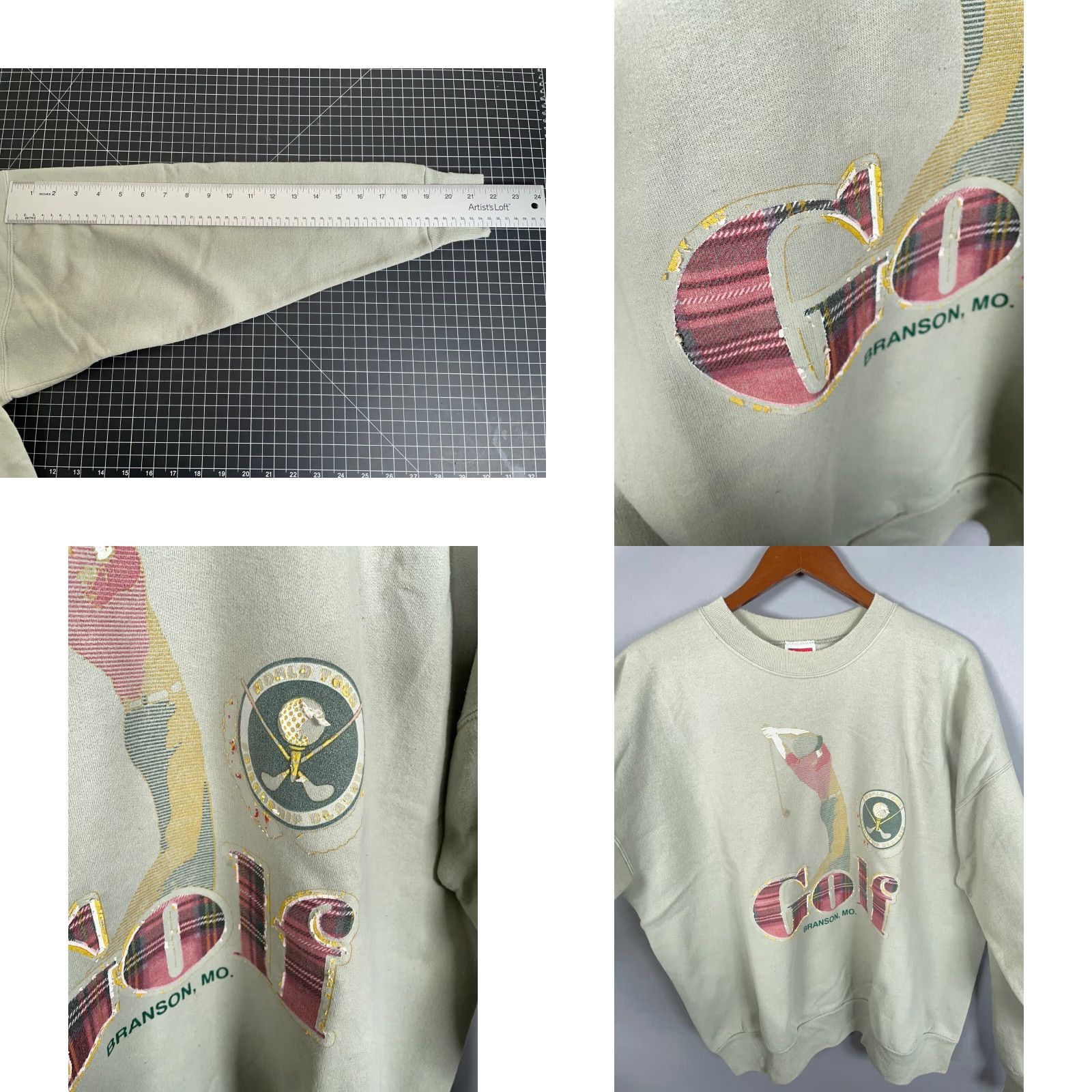 Hanes VINTAGE Hanes Sweatshirt Branson Missouri Golf Green XL Adult 50/50 Crewneck Mens Shirt Size US XL / EU 56 / 4 - 8 Thumbnail