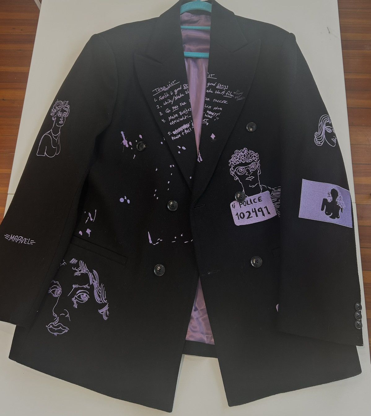 KidSuper Kidsuper Studio Double Breasted Embroidery Blazer XL Size 44R - 1 Thumbnail
